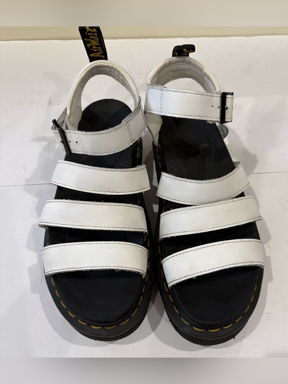 Dr Martens Blaire Sandals Womens 10 White Leather Strappy Platform Gladiator